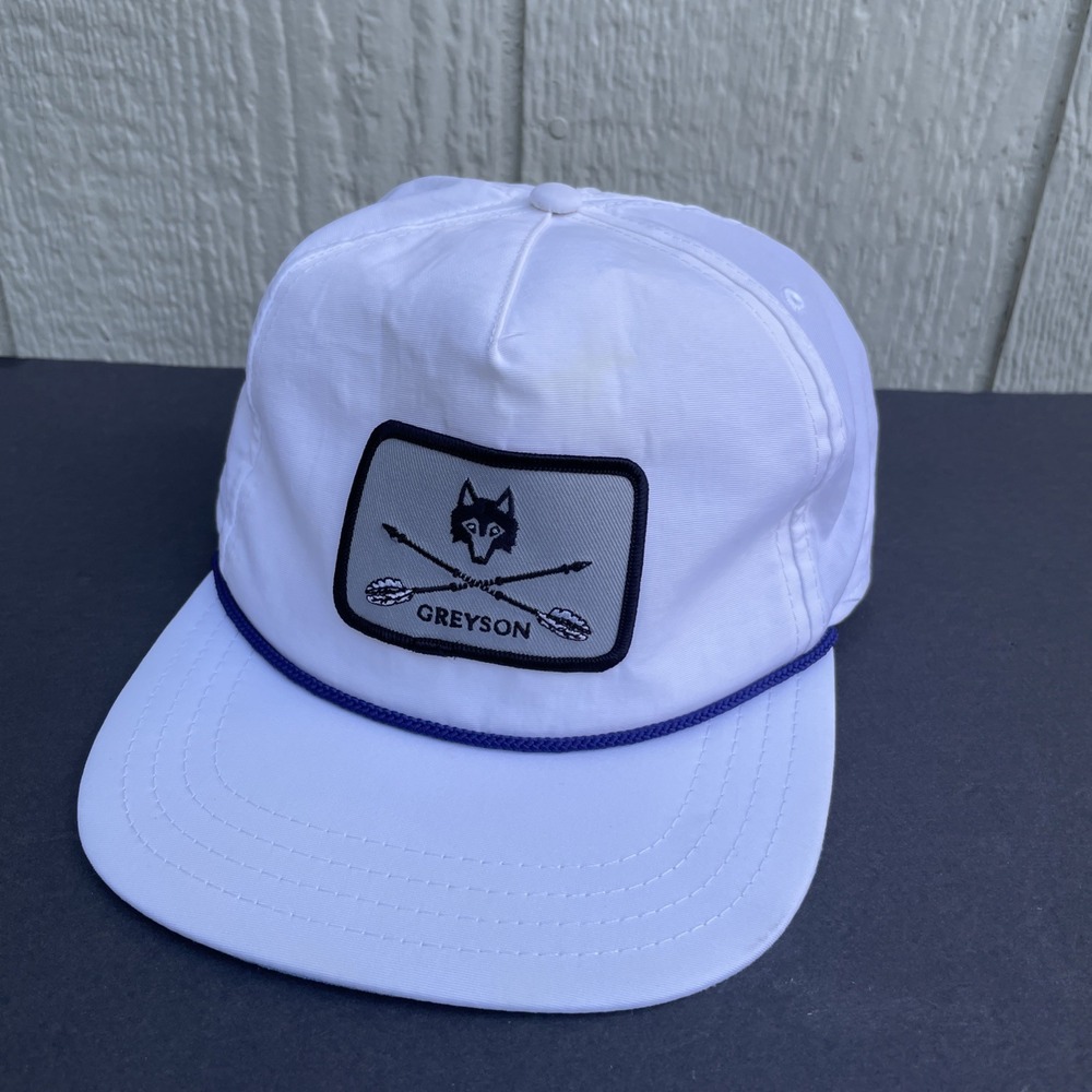 Greyson Clothiers Golf Hat Mens White Crossed Arrows Wolf Patch Rope Snapback